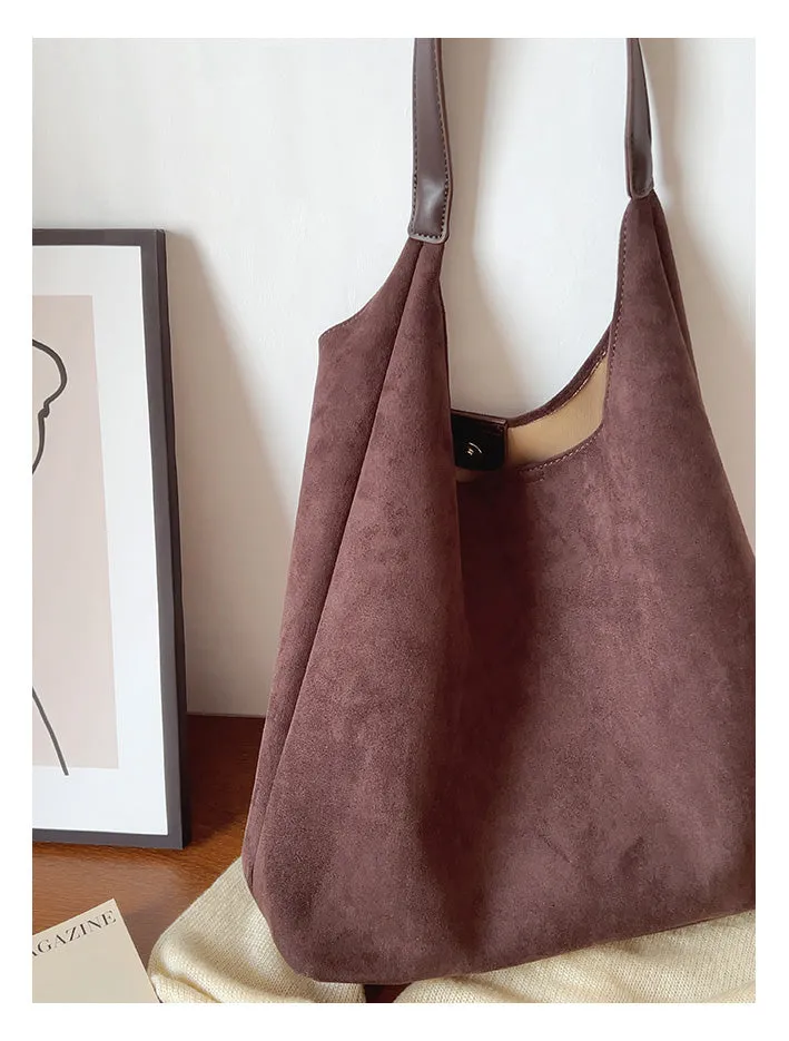 Elena Handbags Simple Suede Tote Bag