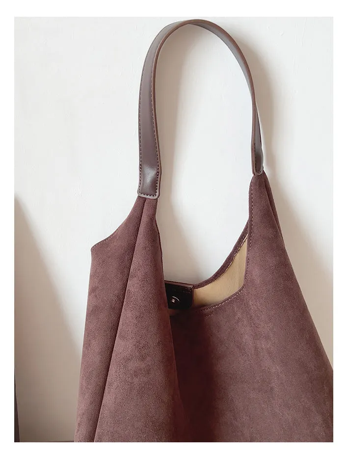 Elena Handbags Simple Suede Tote Bag