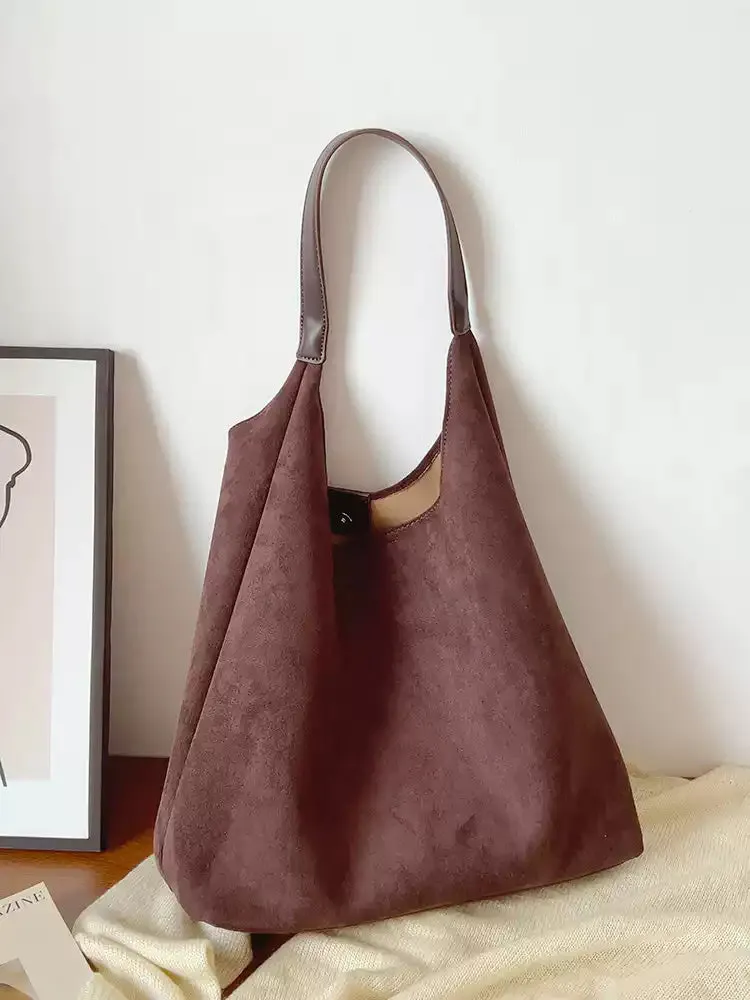 Elena Handbags Simple Suede Tote Bag