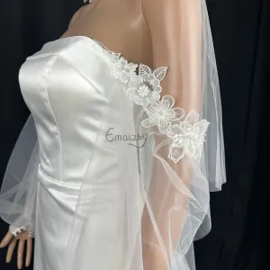 EMALZBY dream flower wedding dress sleeves, detachable sleeves for wedding dress,bridal gift BYRD110