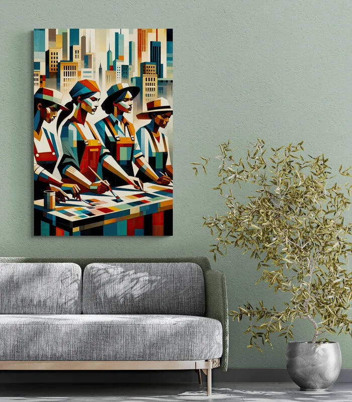 Empowered Women: Urban Cubist Wall Art - canvas