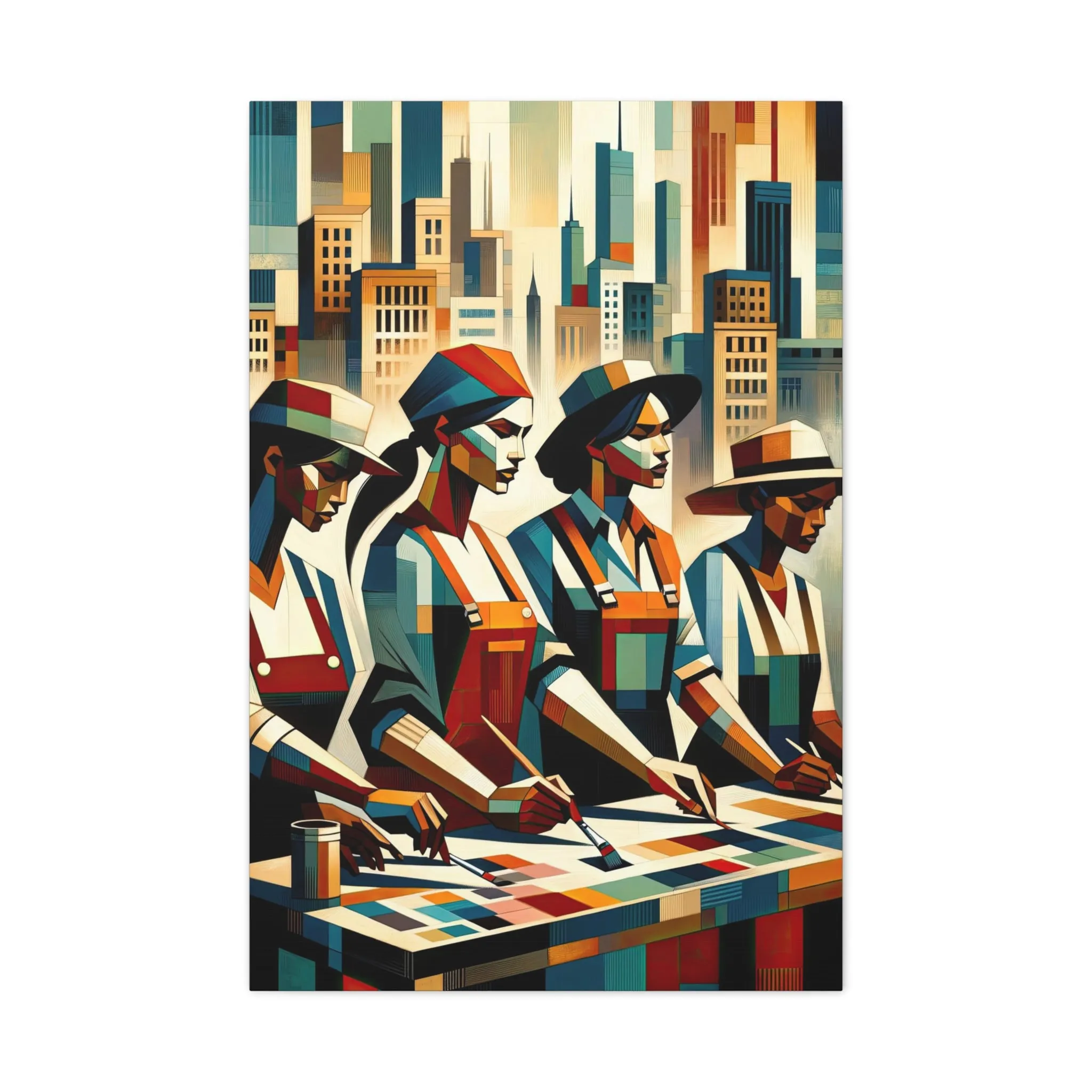 Empowered Women: Urban Cubist Wall Art - canvas