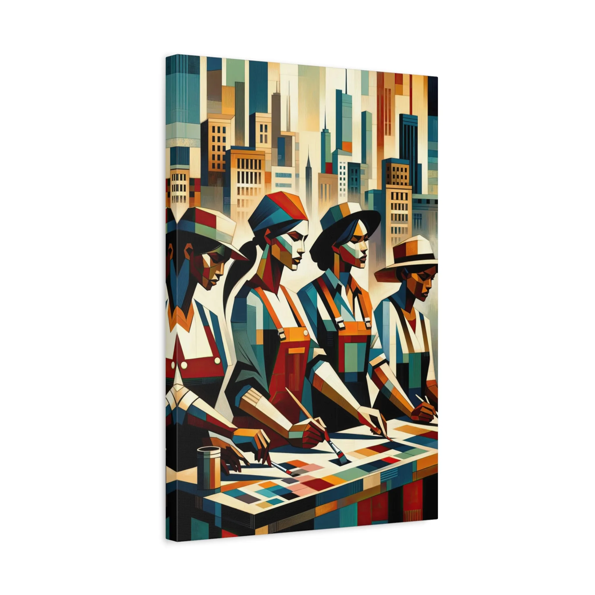 Empowered Women: Urban Cubist Wall Art - canvas