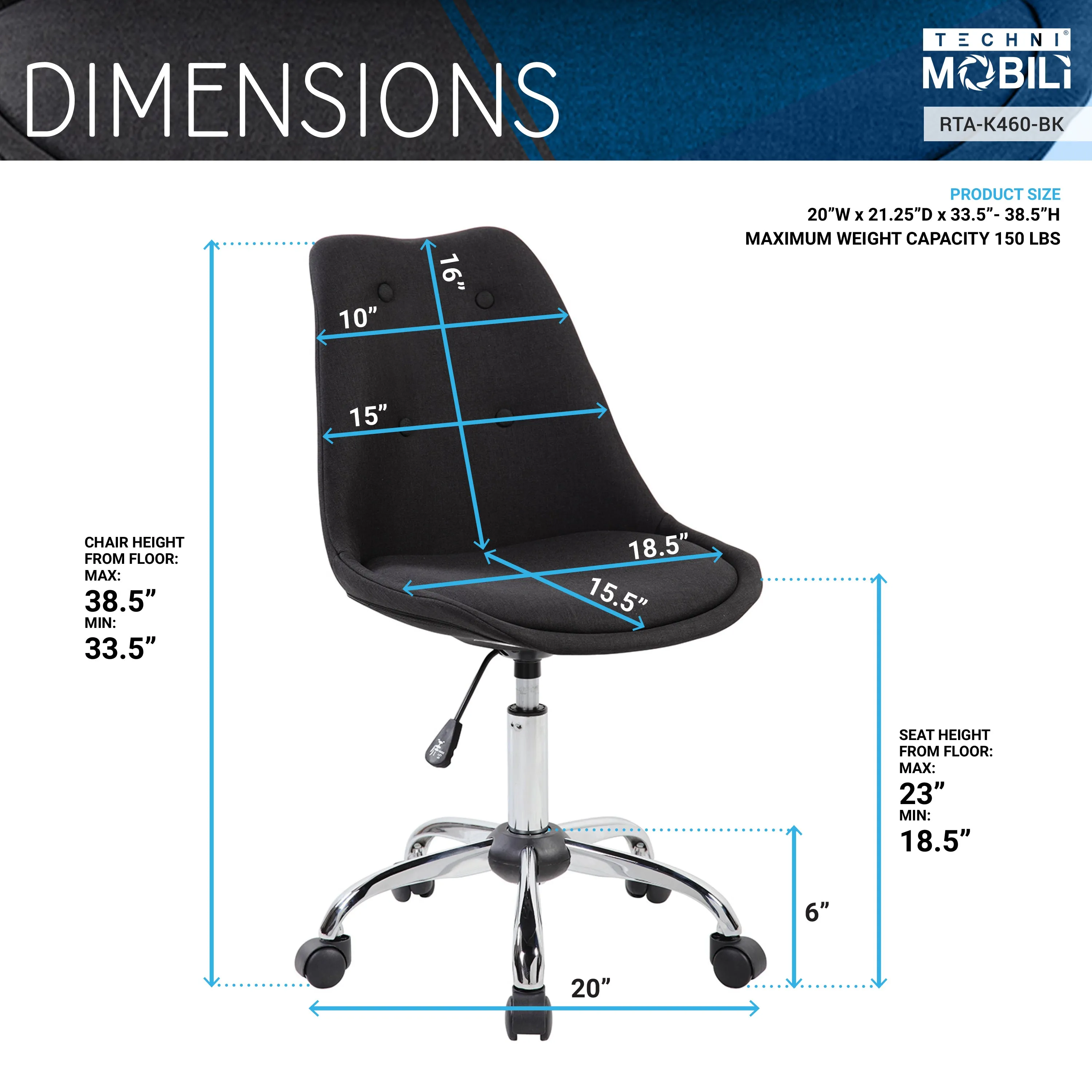 Ergo Flex Buttoned Task Chair - Black