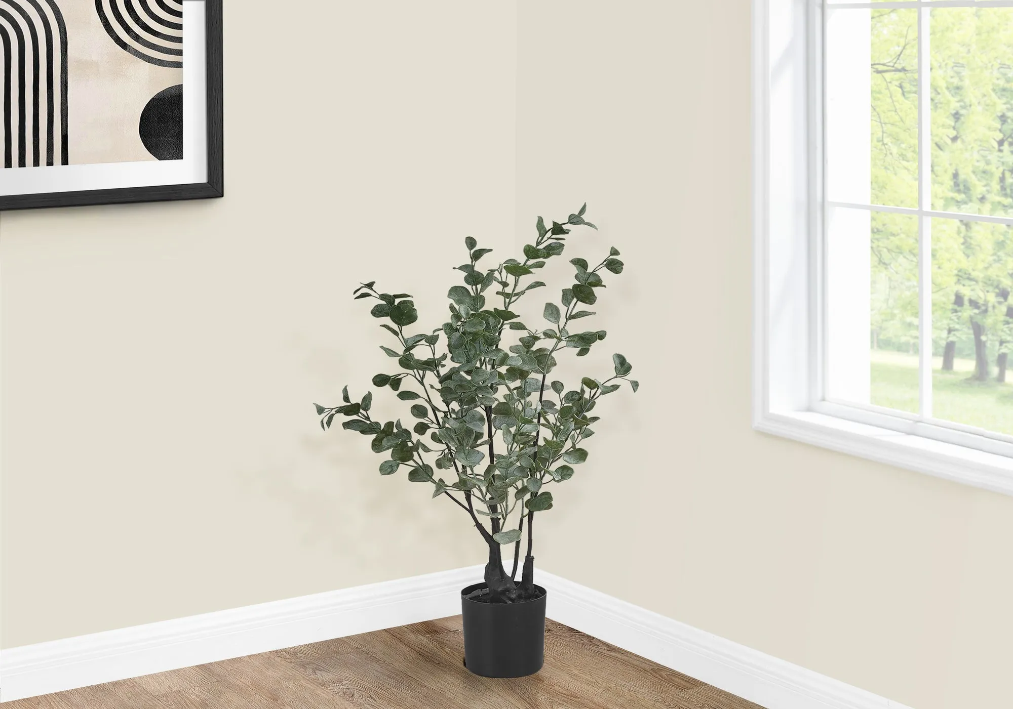 Eucalyptus Tree: 35" Faux Plant, Indoor Decor, Green Leaves, Black Pot