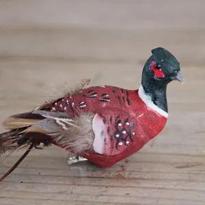 Feather Pheasant Clip Decoration