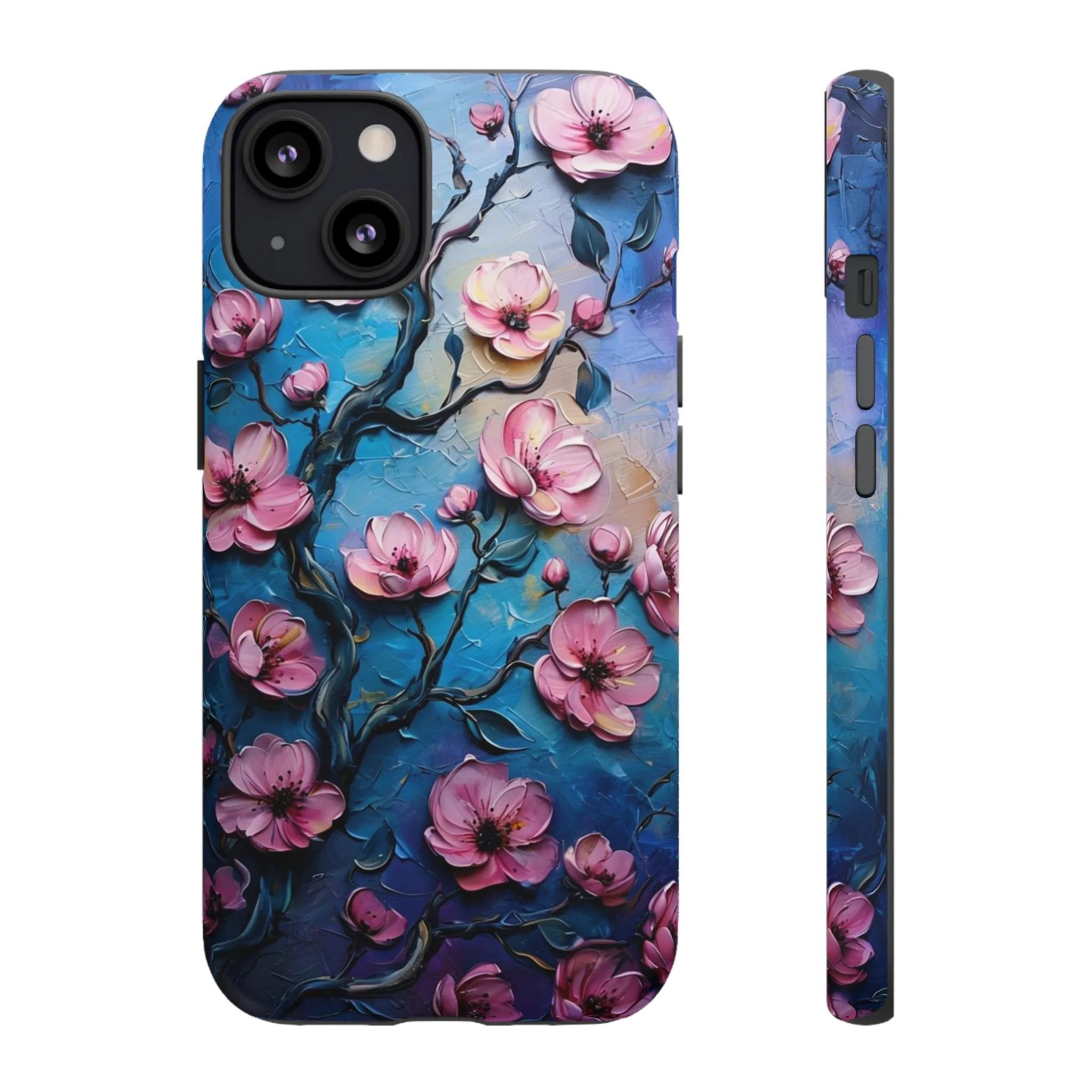 Floral Phone Case, Tough Cases with Pink Flower Design, Artistic Phone Cover, Unique Gift for Her, iPhone Case - Protective Phone Cover,