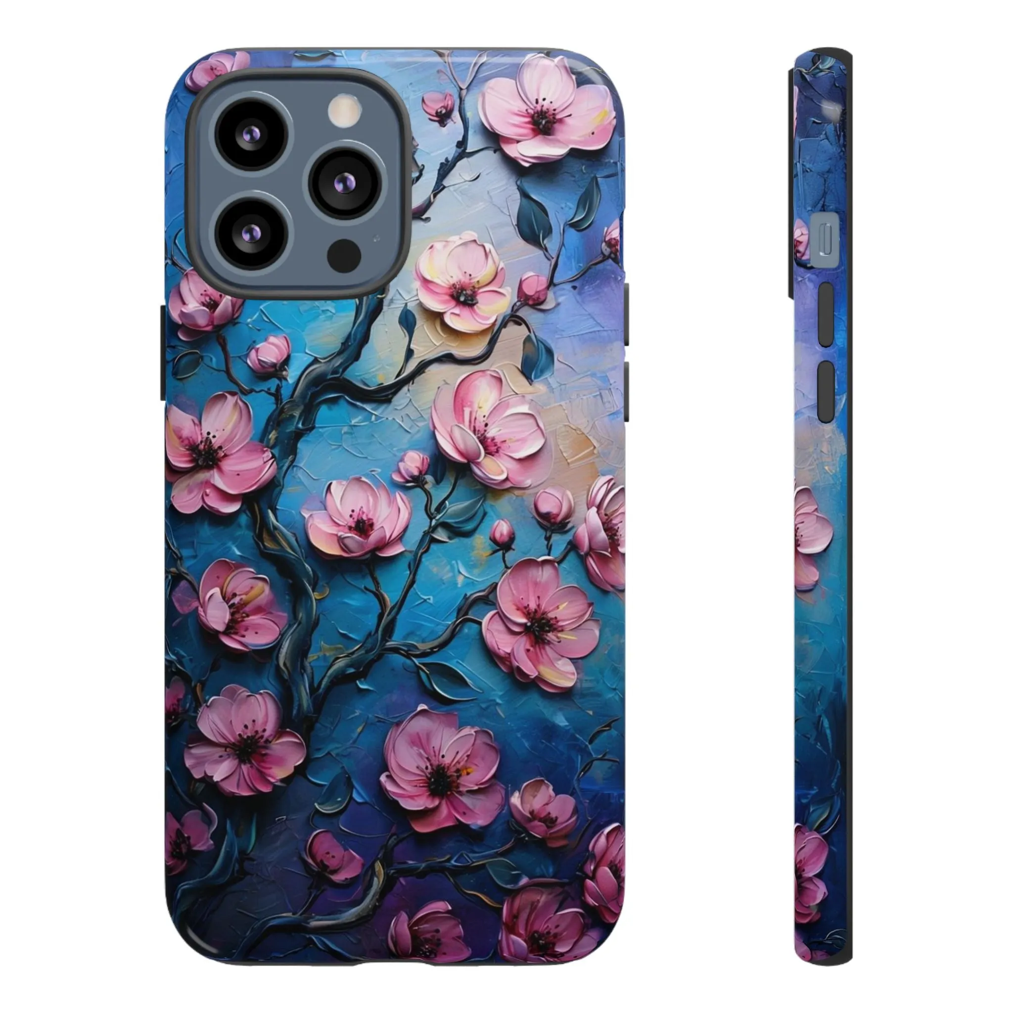 Floral Phone Case, Tough Cases with Pink Flower Design, Artistic Phone Cover, Unique Gift for Her, iPhone Case - Protective Phone Cover,