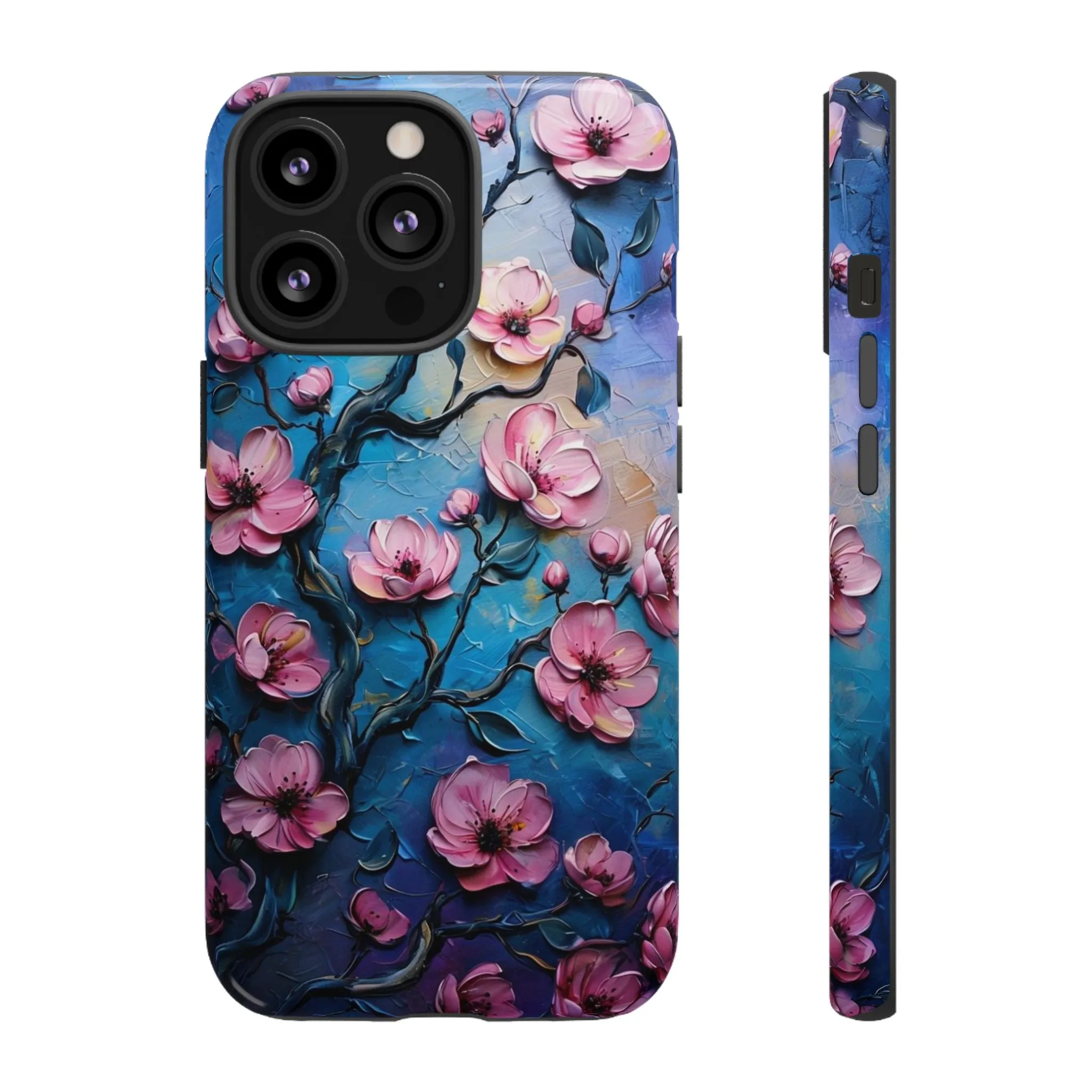 Floral Phone Case, Tough Cases with Pink Flower Design, Artistic Phone Cover, Unique Gift for Her, iPhone Case - Protective Phone Cover,