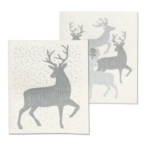 Glitter Reindeer Swedish Cloths - Set of 2