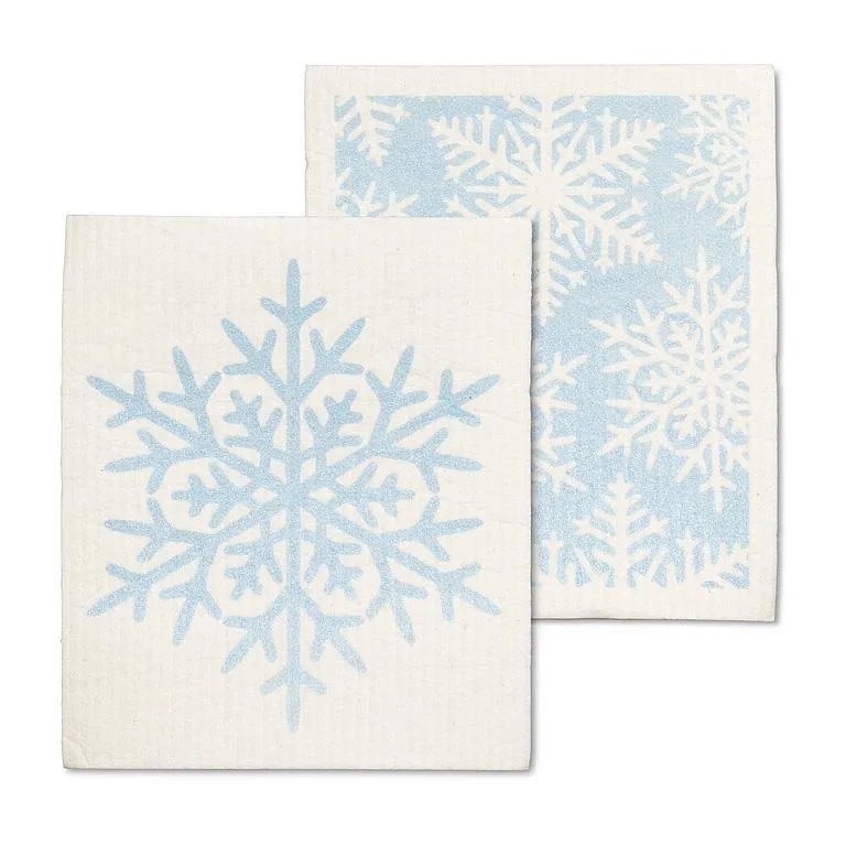 Glitter Snowflake Swedish Dishcloths - Set of 2