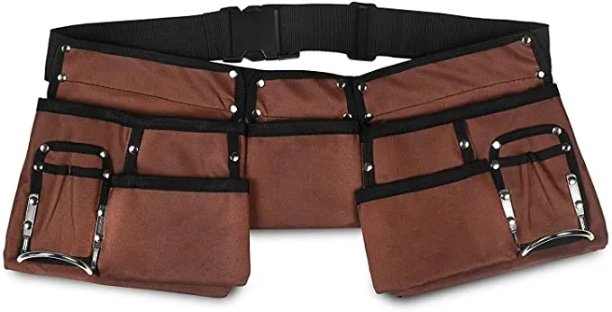 GlossyEnd  -  Made to Fit the Curvy Girl 11 Pocket Brown and Black Heavy Duty Construction Toolbelt  -   #GE45985- expandable from 33" to 50" waist