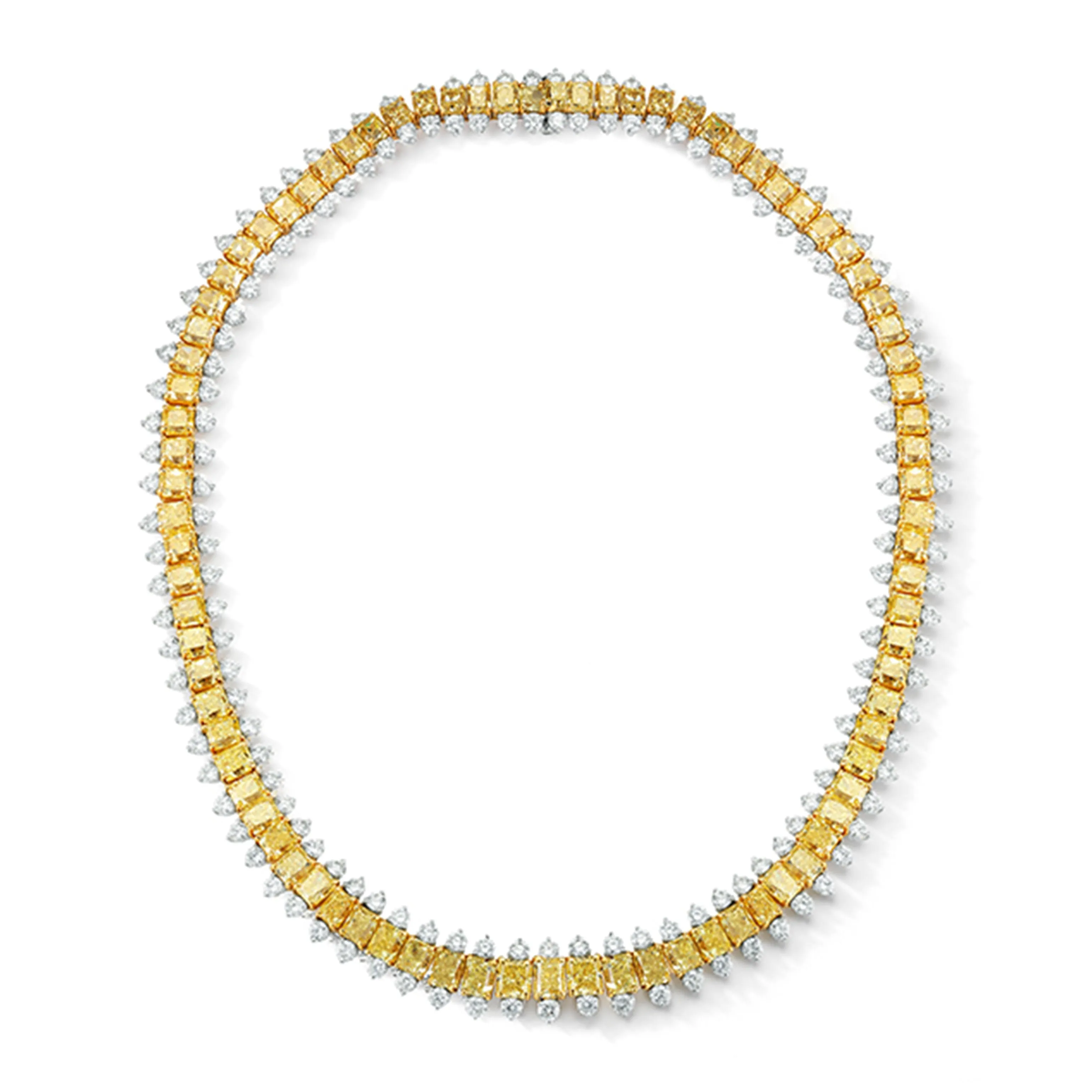 Gold & Platinum Fancy Yellow Diamond Necklace