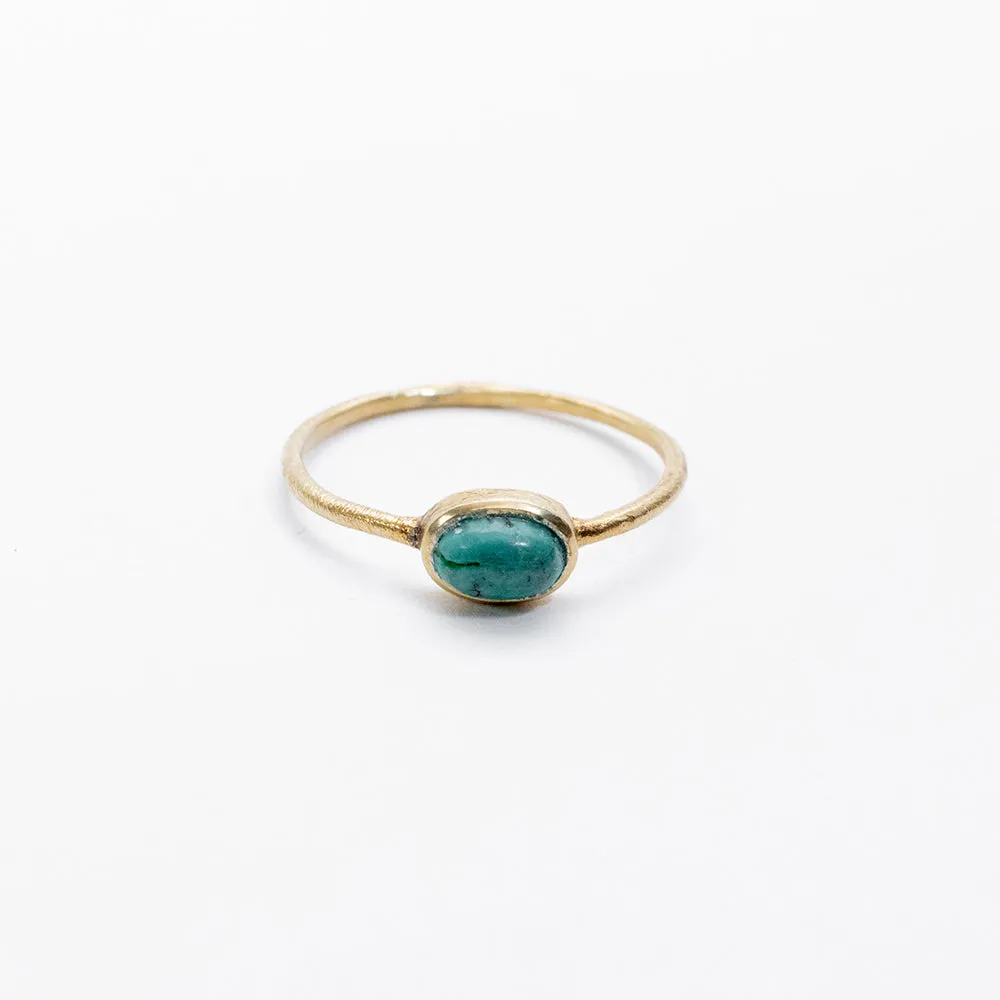 Gold Plated Oval Shaped Turquoise Ring