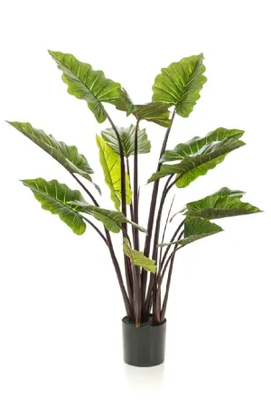 Green Leaf Tropical Faux Plants (2) | Emerald Colocasia