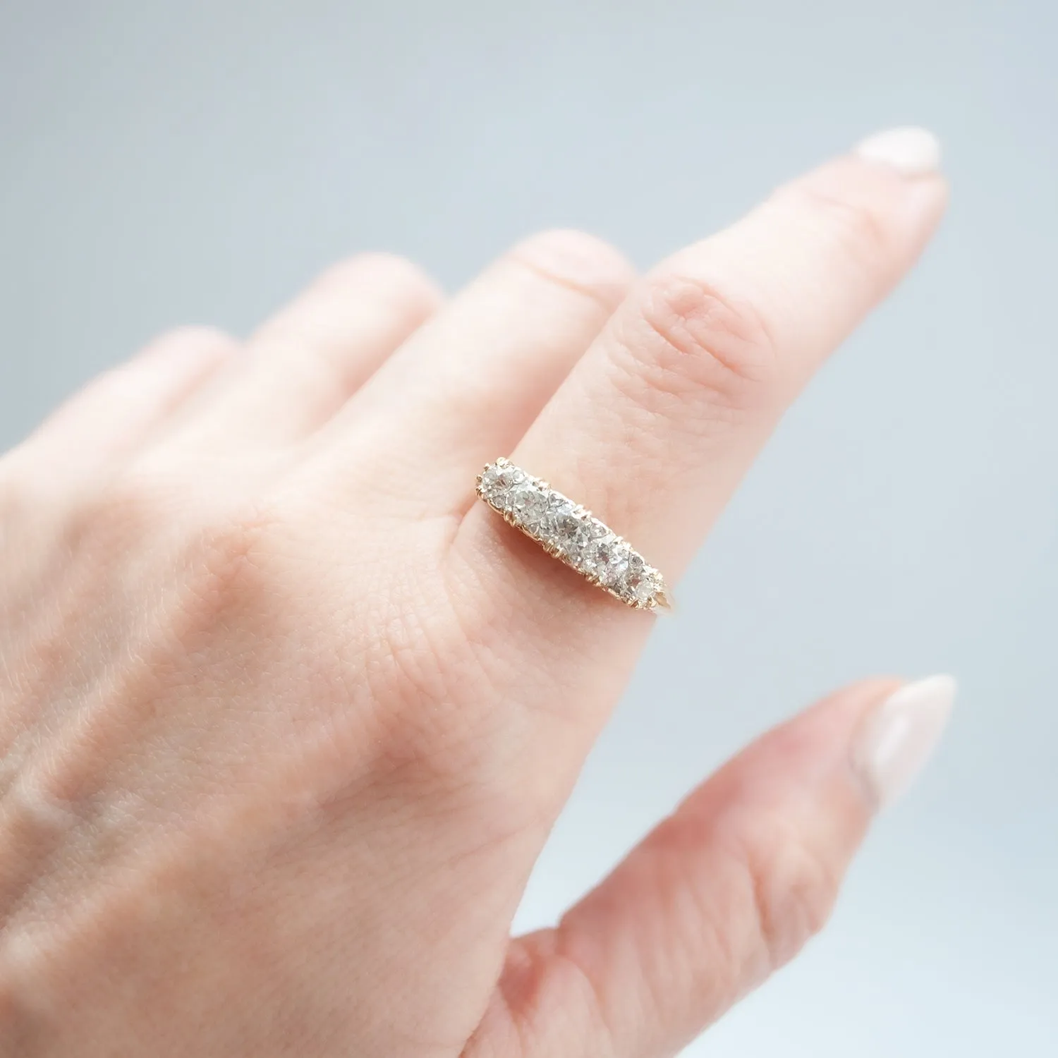 Half Hoop Filigree Diamond Ring