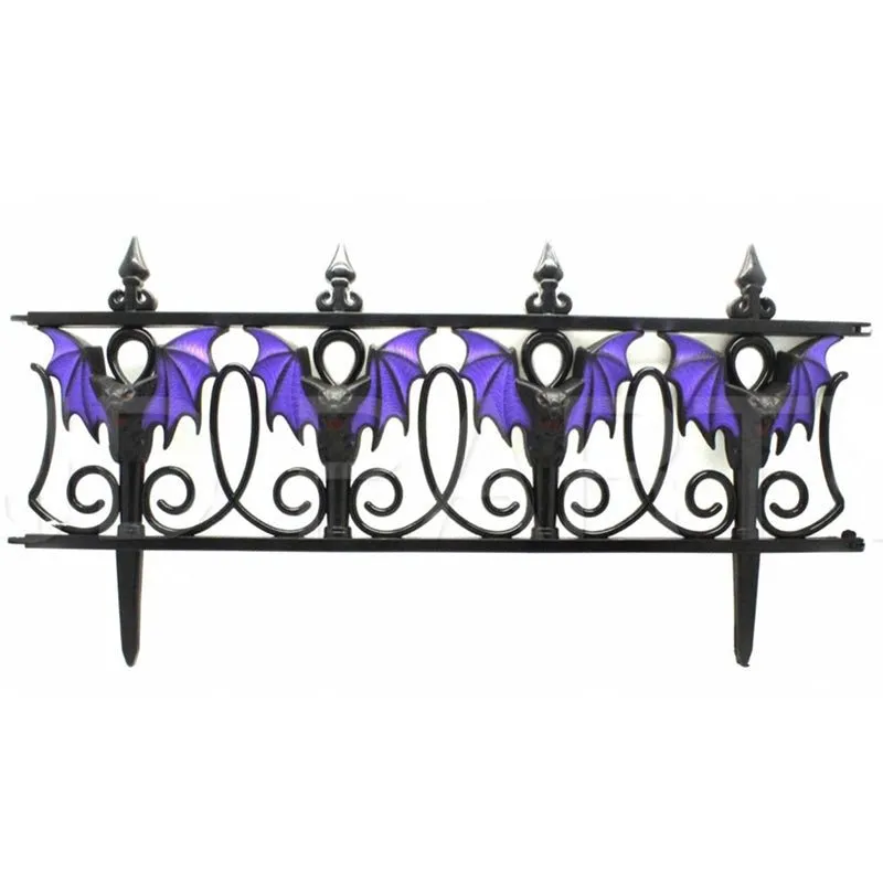 Halloween Fence with Purple Bats Design