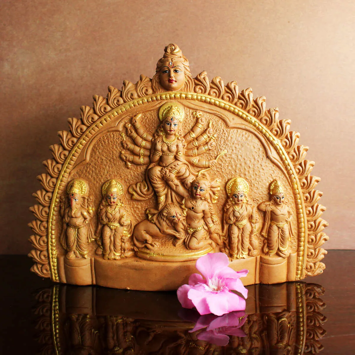 Handcrafted Terracotta Family Durga Idol