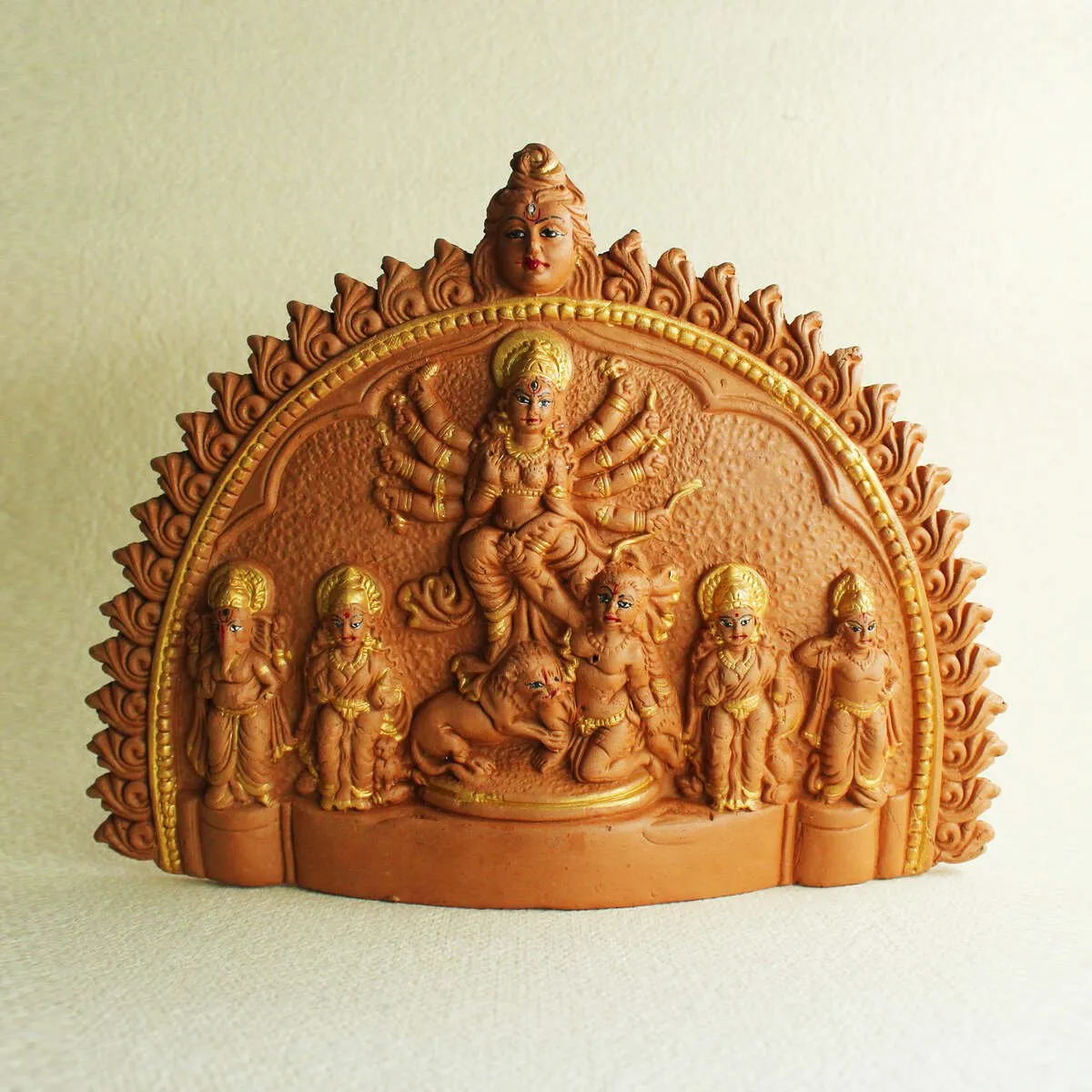 Handcrafted Terracotta Family Durga Idol