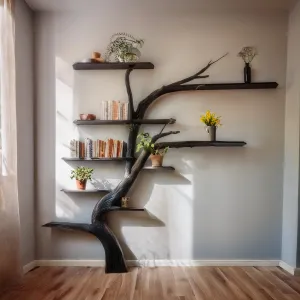 Handcrafted Tree Branch Shelf and Bookcase