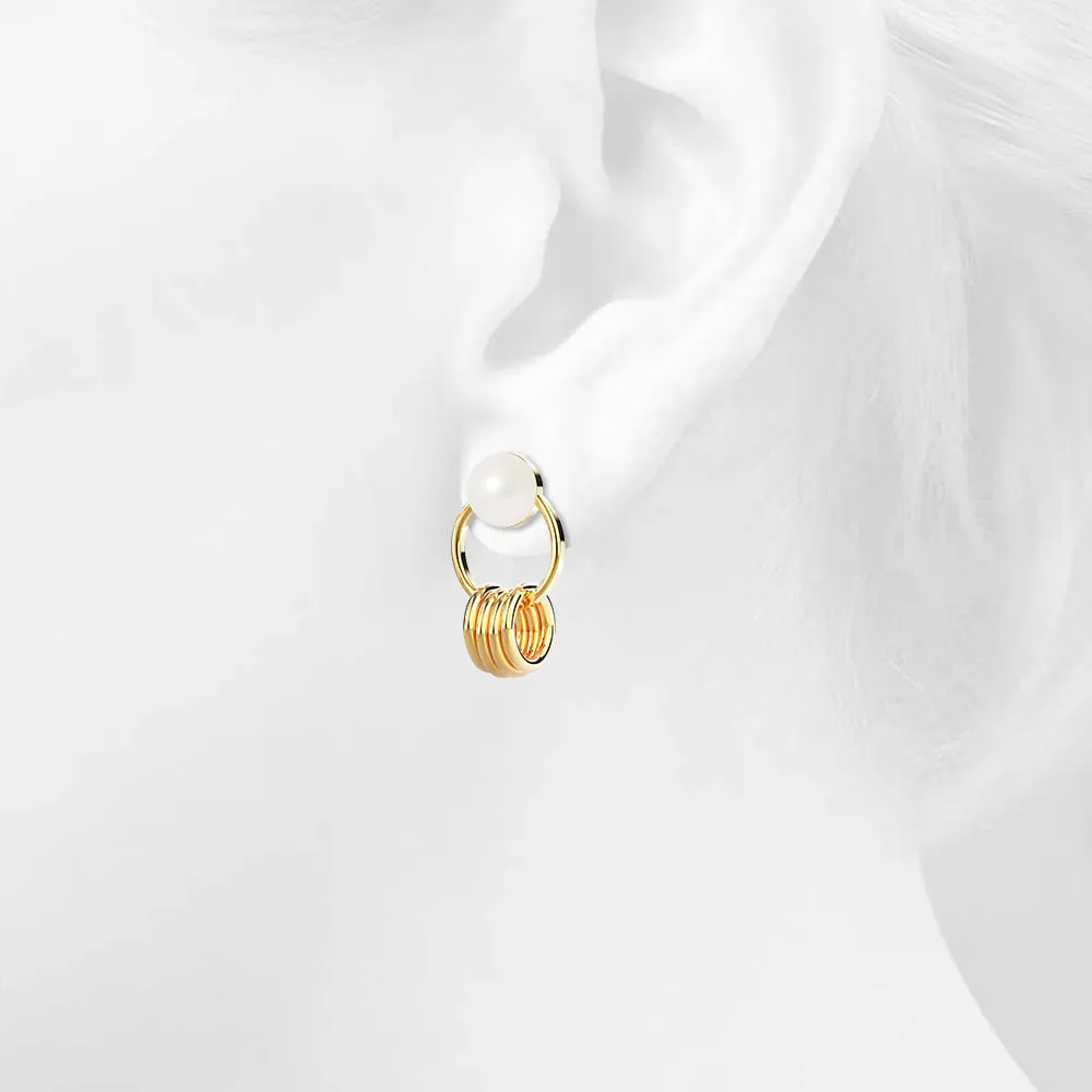 Helena Pearl & Charm Ring Gold Drop Earrings