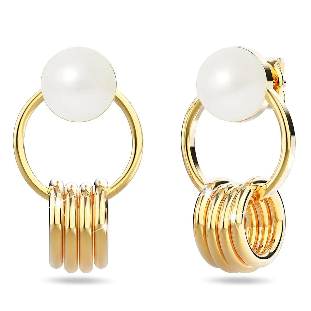 Helena Pearl & Charm Ring Gold Drop Earrings