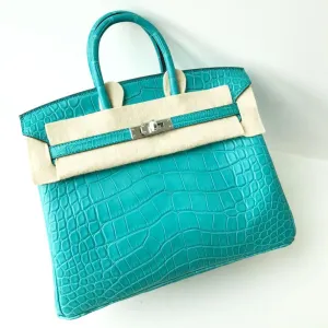 Hermès Birkin 25 Bleu Paon Alligator Mississippi Matte Palladium Hardware PHW