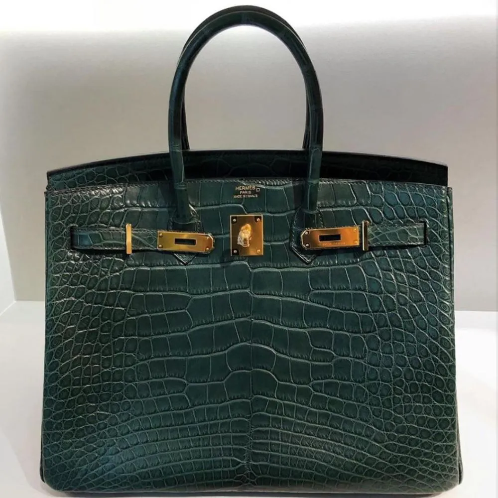 Hermès Birkin 35 Vert Titien Alligator Mississippi Matte Gold Hardware GHW