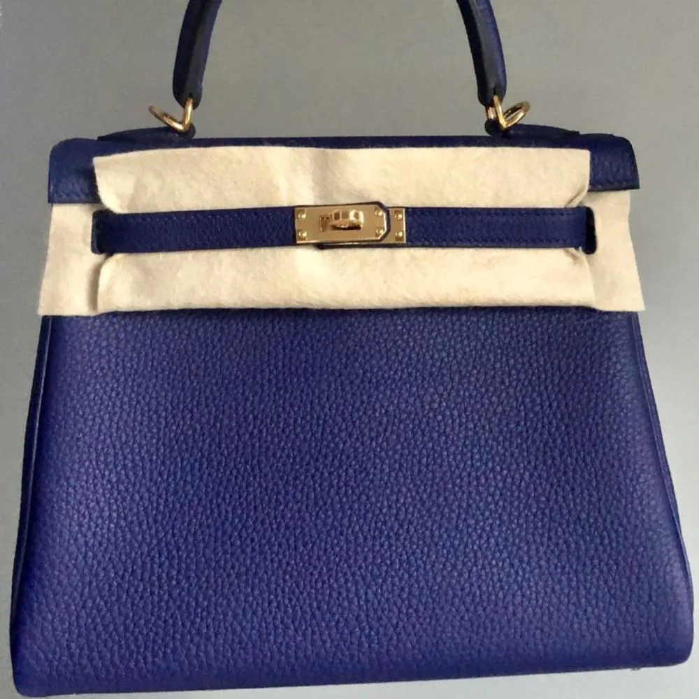 Hermès Kelly 25 Bleu Encre Togo Gold Hardware GHW