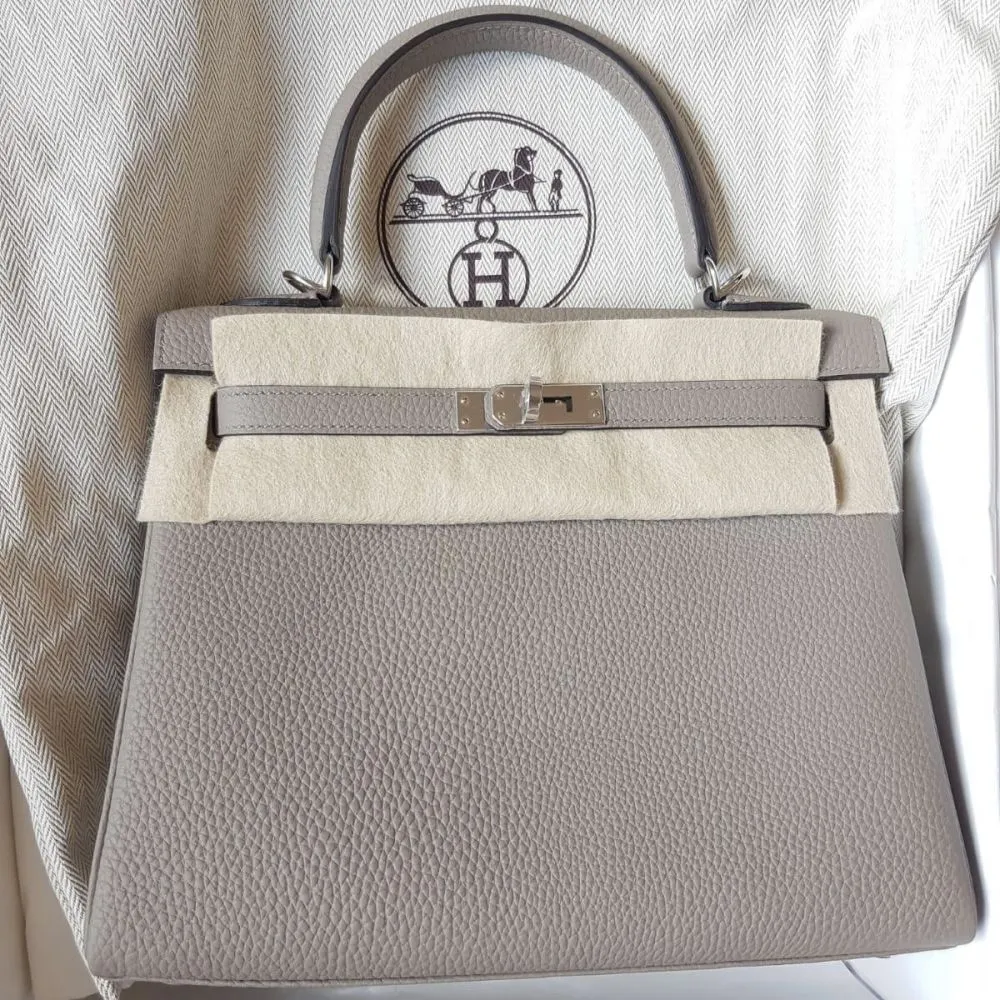 Hermès Kelly 25 Gris Asphalte Togo Palladium Hardware PHW