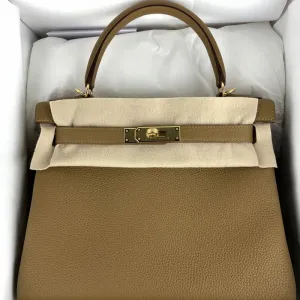 Hermès Kelly 28 Bronze dore Togo Gold Hardware GHW