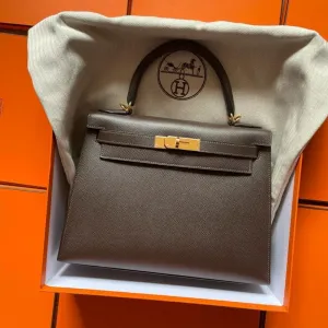 Hermès Kelly 28 Ebene Sellier Epsom Gold Hardware GHW