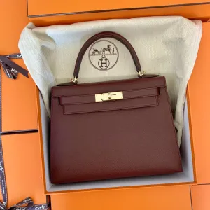 Hermès Kelly HSS 28 Bordeaux/Bleu Encre Sellier Epsom Permabrass Hardware PER