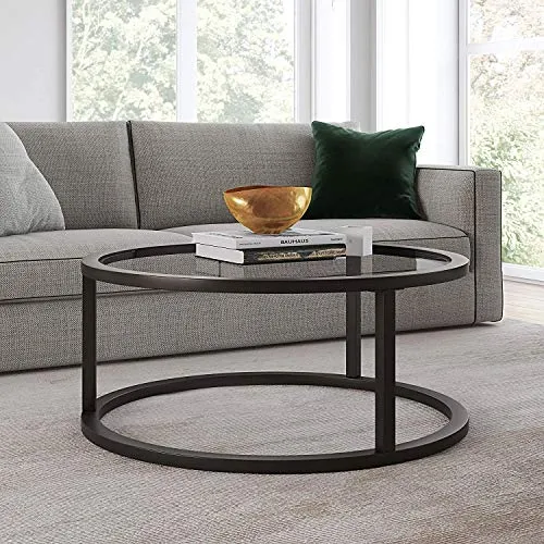 INDIAN DECOR. 45382 Engineered Wood Round Coffee Table/Center Table (Black)