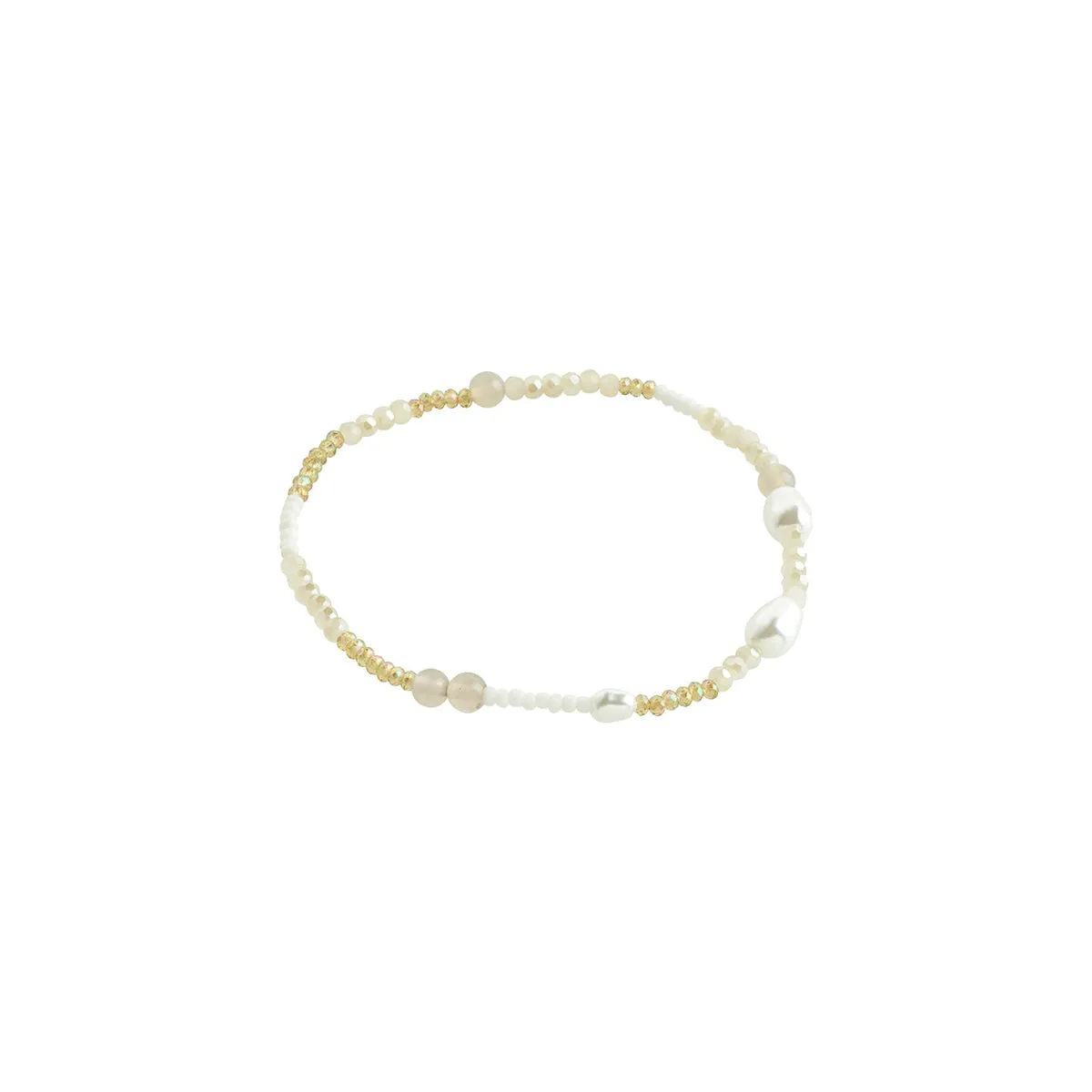 Indiana Gold Plated White Beaded Bracelet