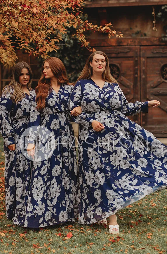 Jasmine Navy Floral Gown - DM Exclusive - Nursing Friendly - Maternity Friendly