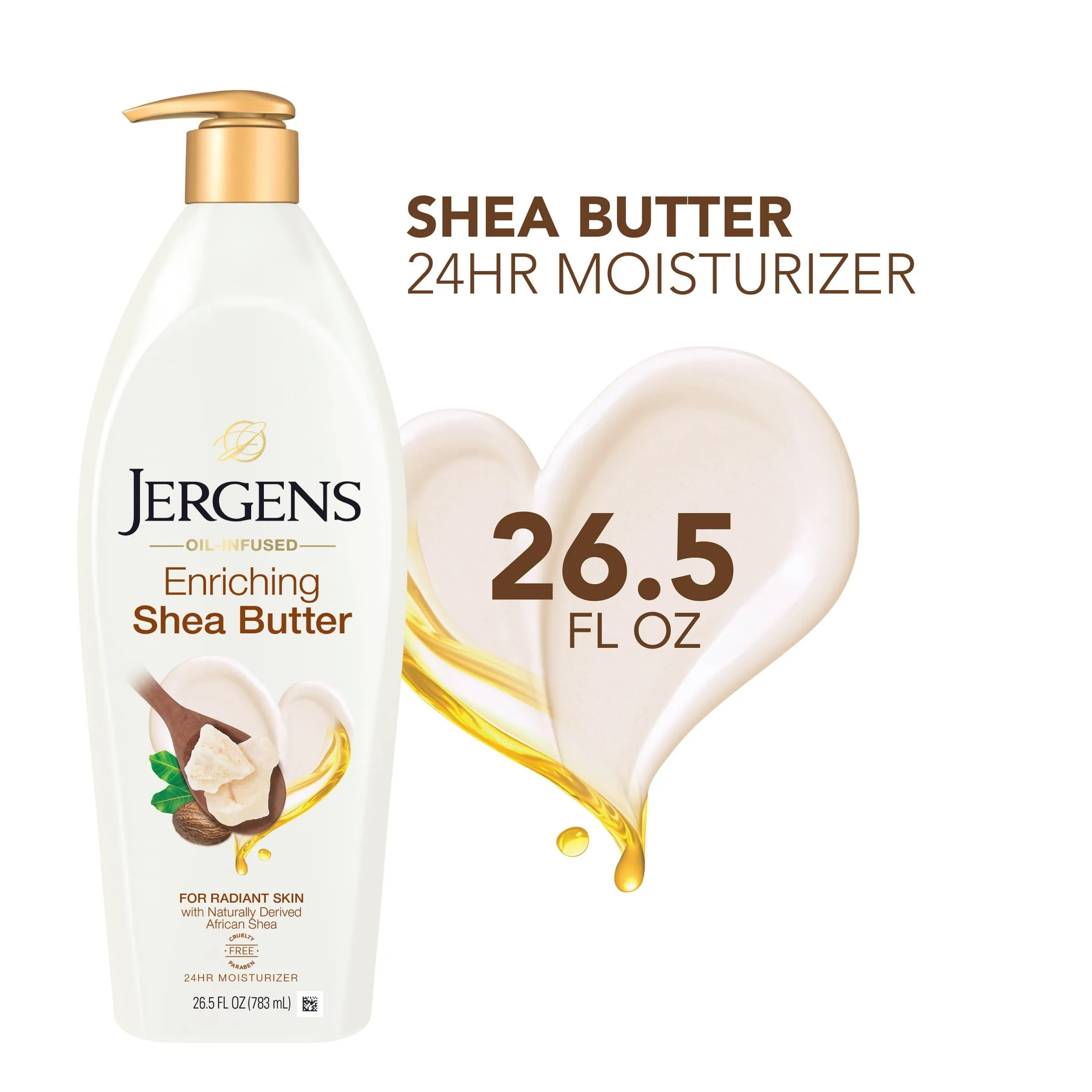 Jergens Hand and Body Lotion, Shea Butter Deep Conditioning Body Lotion, 26.5 Oz