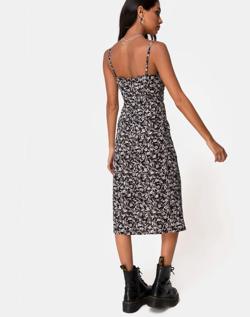 Kaoya Midi Dress in Wild Tulip Black