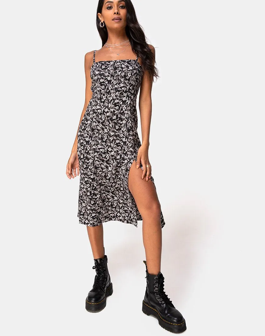 Kaoya Midi Dress in Wild Tulip Black