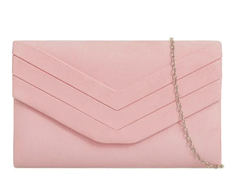 Koko L809 Pink Faux Suede Clutch Bag