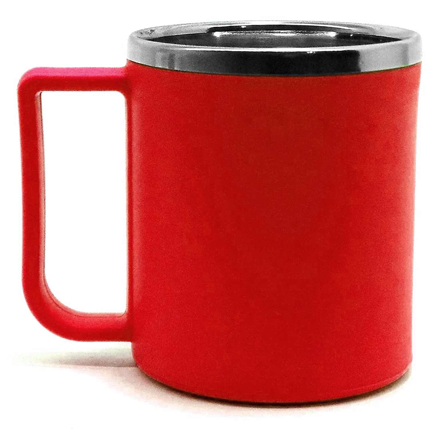 Kuber Industries Double Wall with Inner Stainless Steel Coffee/Tea/Milk Mug, Set of 6 (Red), Standard