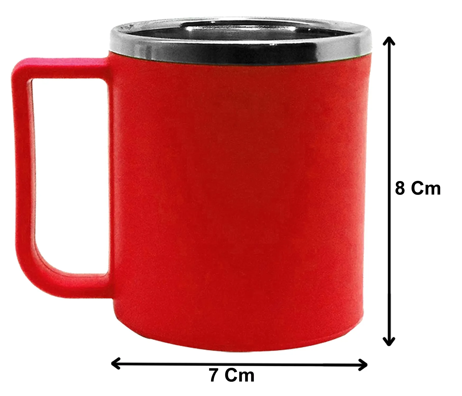 Kuber Industries Double Wall with Inner Stainless Steel Coffee/Tea/Milk Mug, Set of 6 (Red), Standard