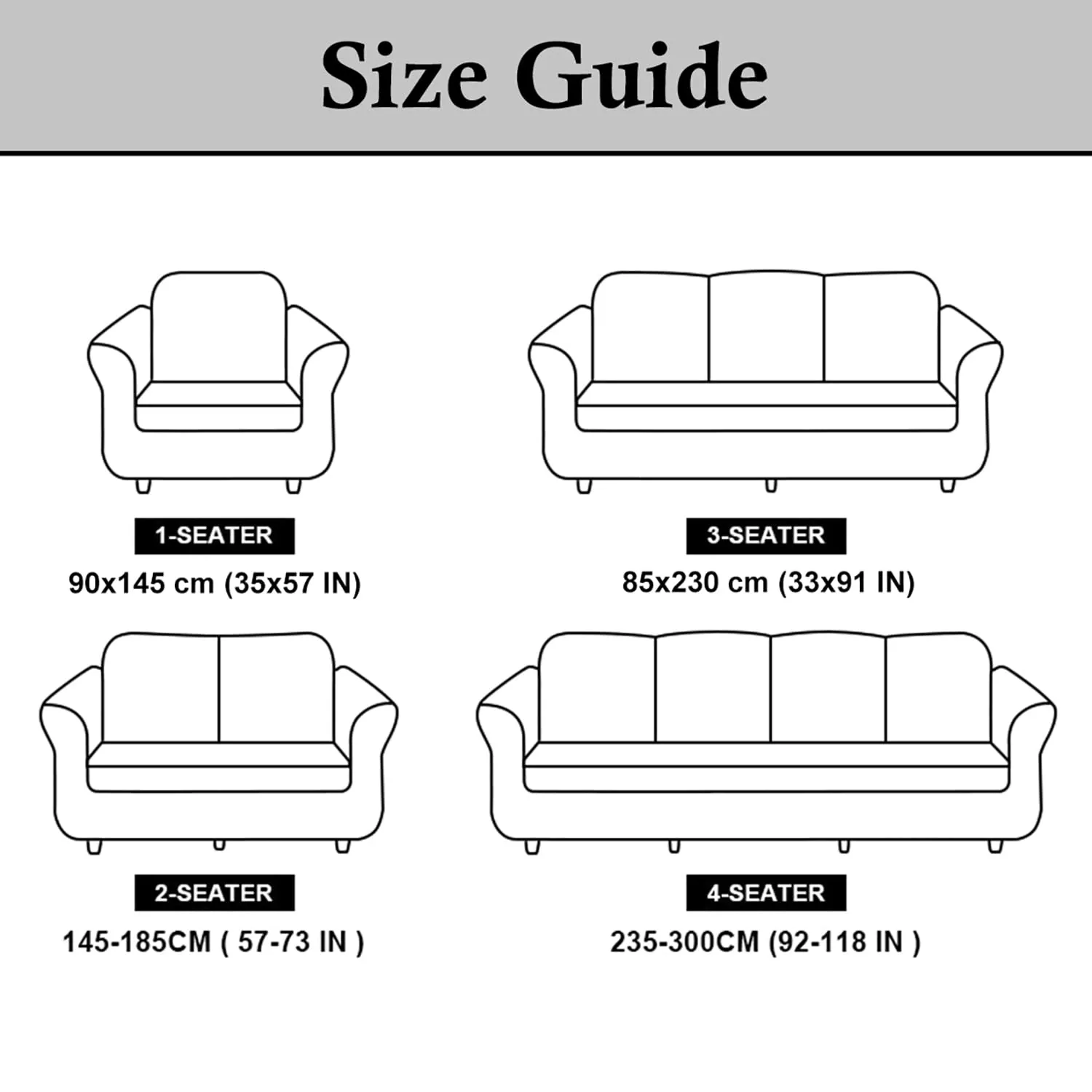 Kuber Industries Multi Check Printed Polyster Stretchable 3 Seater Sofa Cover for Home, Office, Hotels with Foam Stick (Grey)-50KM01410