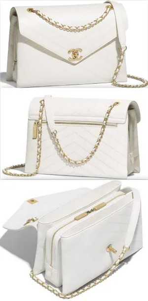 Lambskin Flap Bag, White