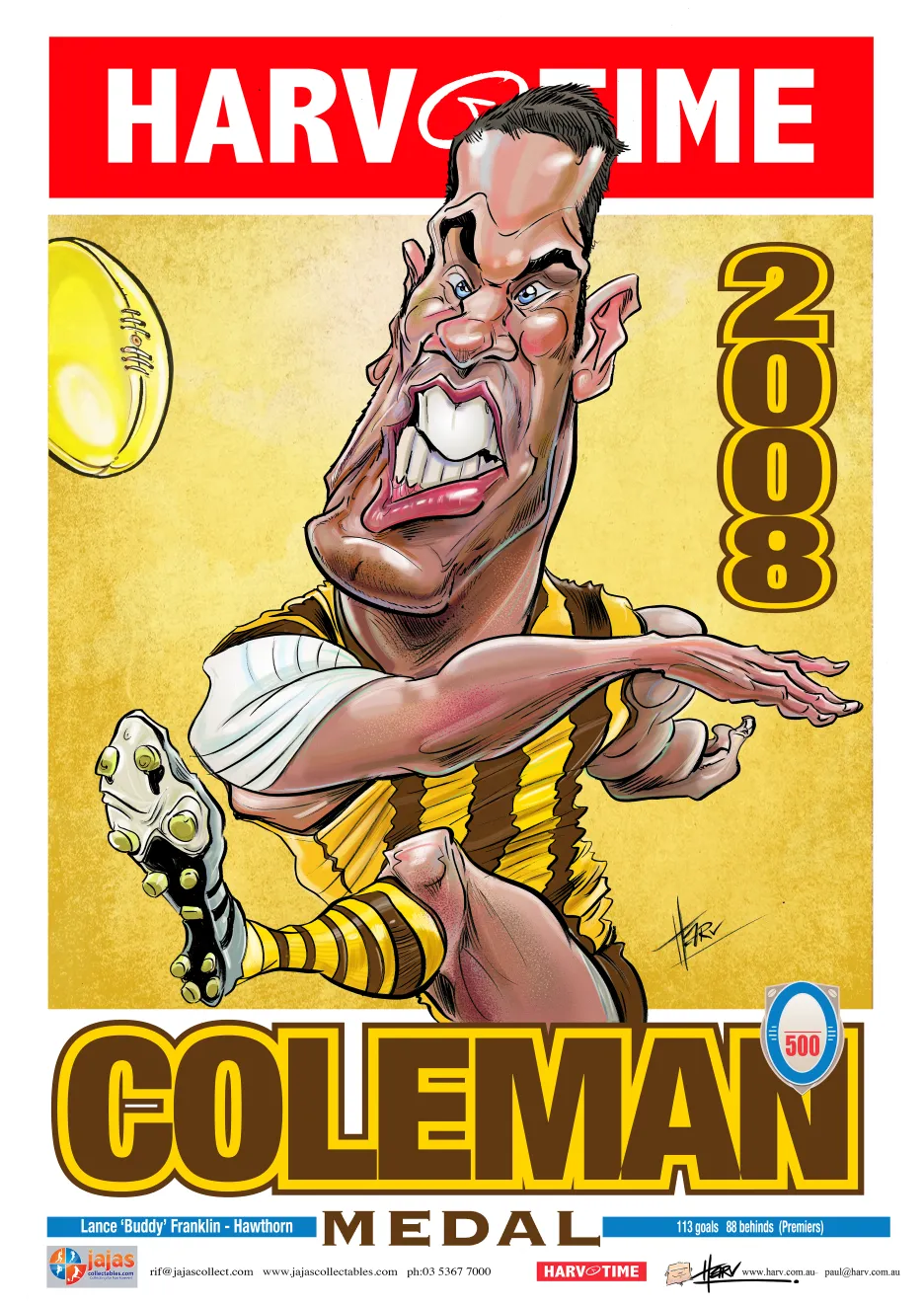 Lance Franklin, 2008 Coleman Medallist, Harv Time Poster