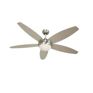 Lancer Ceiling Fan with Light Satin Chrome | Wood