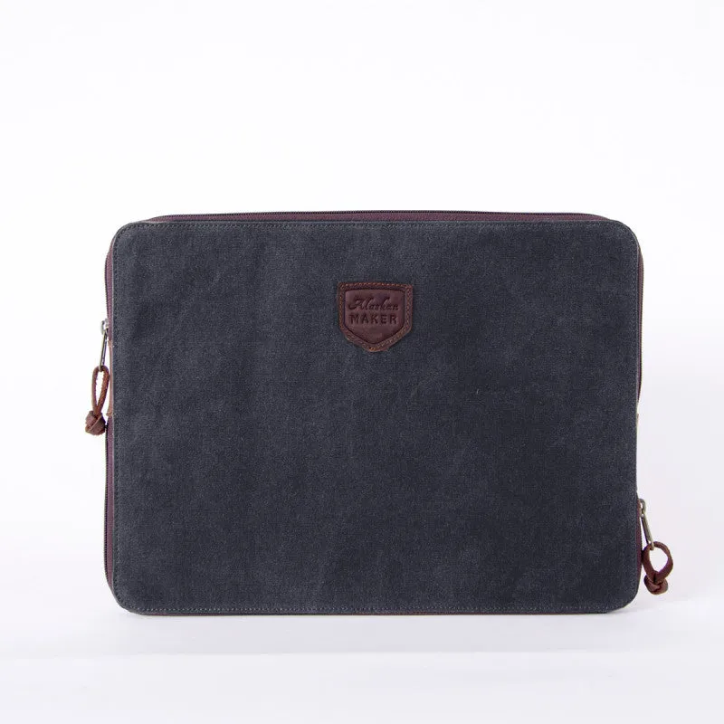 Laptop Sleeve Waxed Canvas Charcoal