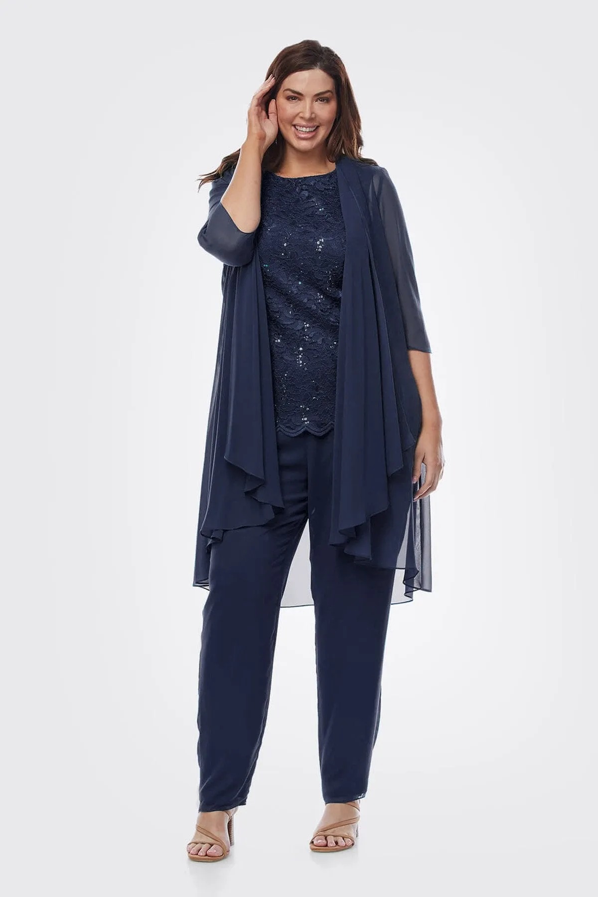 Layla Jones Pant Suit (Navy, Sapphire (teal), Emerald or Mulberry)