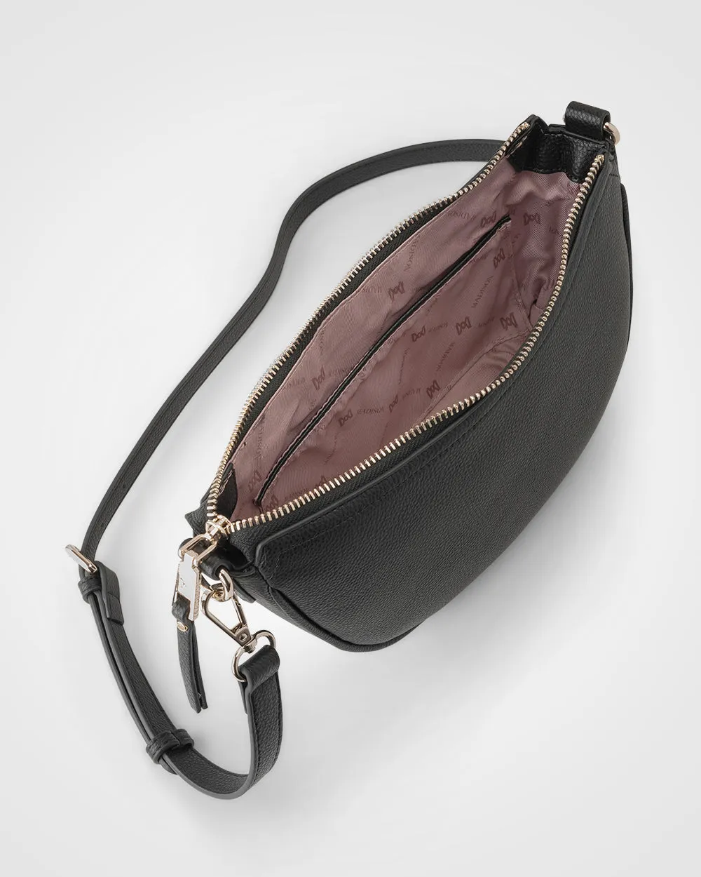 Layla Zip Top Curved Crossbody   Graphic Strap