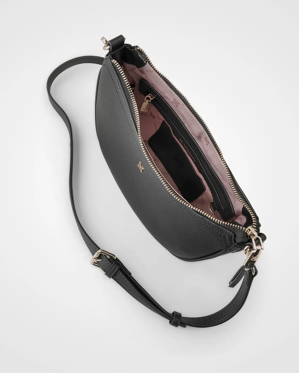 Layla Zip Top Curved Crossbody   Graphic Strap